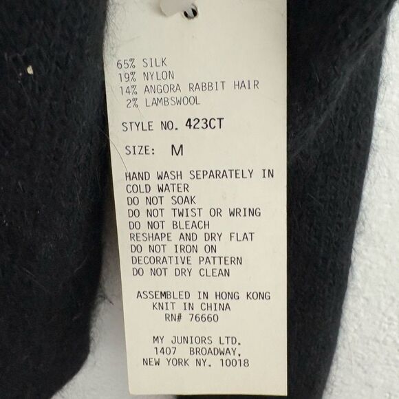 By My vintage 80s sequin angora blend cropped floral black sweater size M - Picture 4 of 6